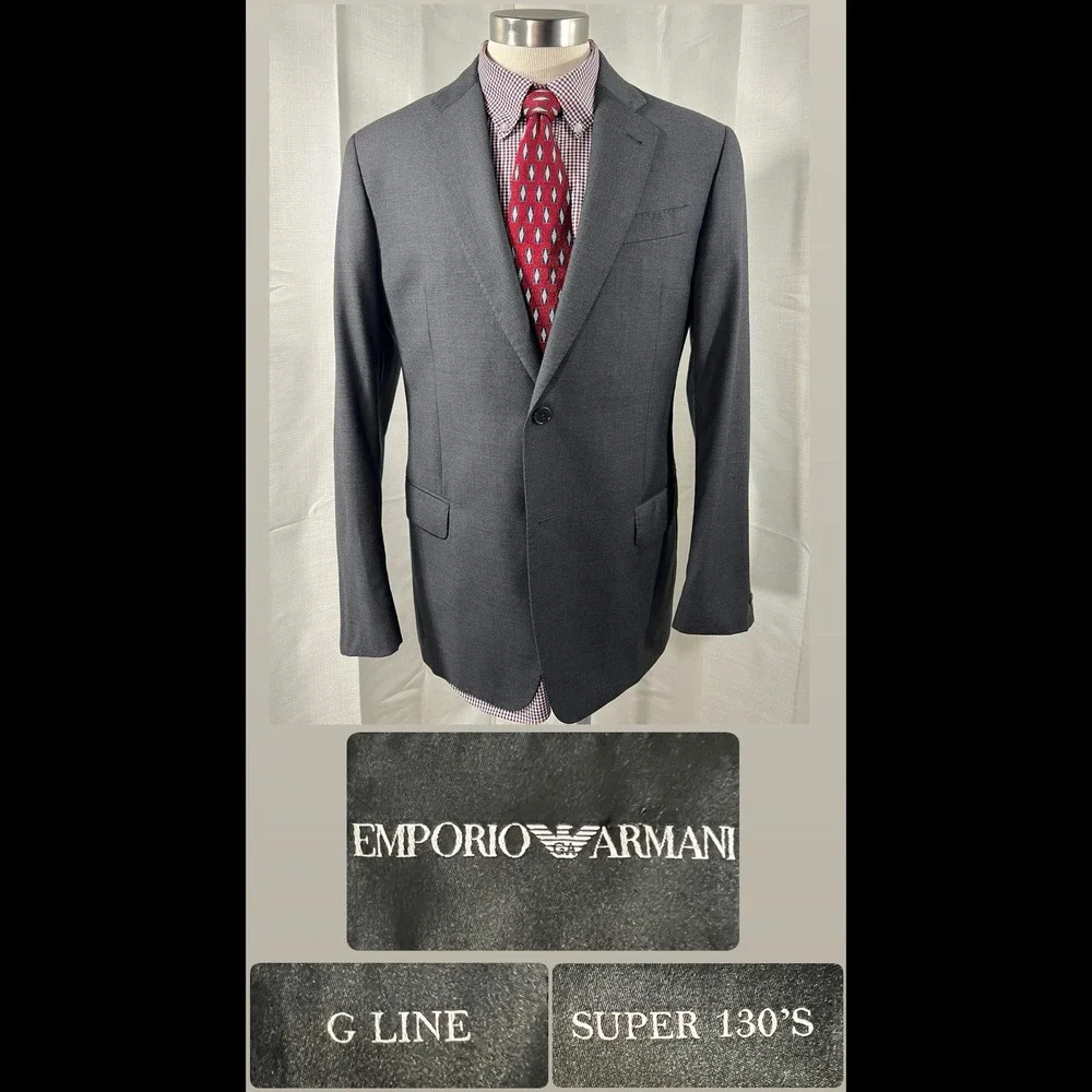 Emporio Armani G Line Super 130s Wool Blazer Mens 52 EU Charcoal Grey